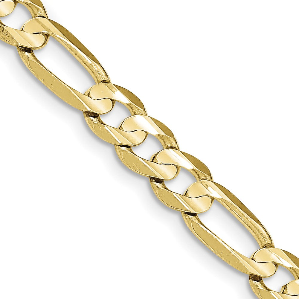10K Yellow Gold 7.5mm Concave Open Figaro Chain Necklace
