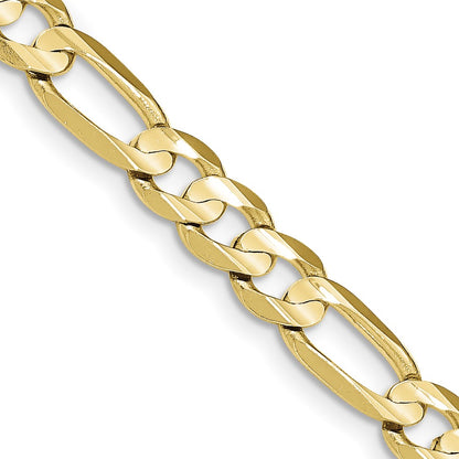 10K Yellow Gold 7.5mm Concave Open Figaro Chain Necklace