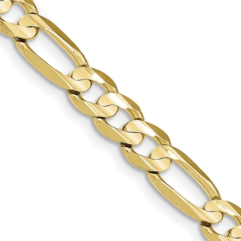 10K Yellow Gold 7.5mm Concave Open Figaro Chain Necklace