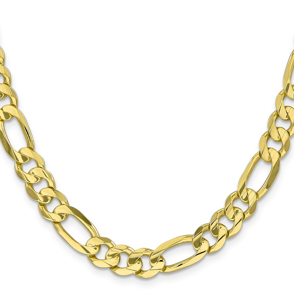 10K Yellow Gold 8.75mm Concave Open Figaro Chain Necklace