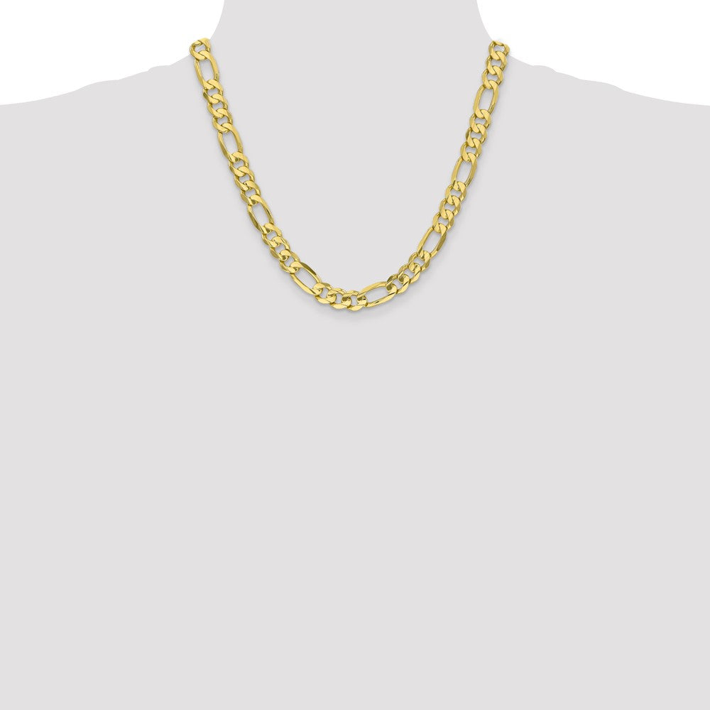 10K Yellow Gold 8.75mm Concave Open Figaro Chain Necklace