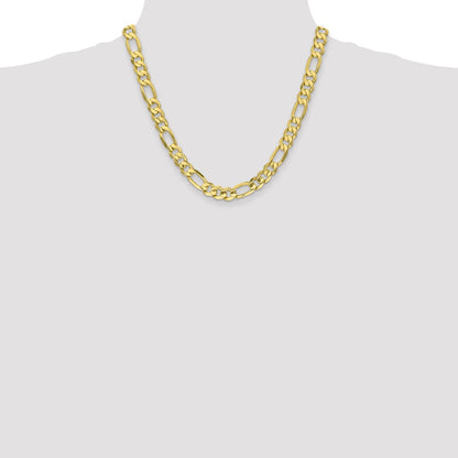 10K Yellow Gold 8.75mm Concave Open Figaro Chain Necklace