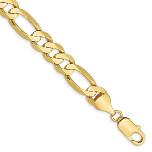7 Inch 10K 8.75mm Concave Open Figaro Chain