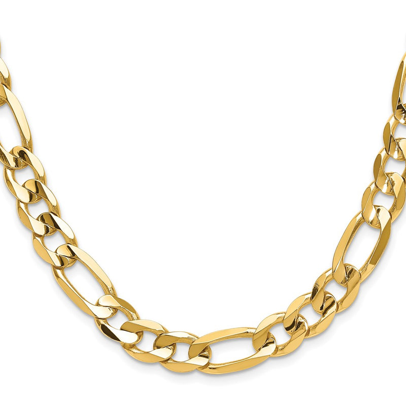 10k Yellow Gold 10mm Concave Open Figaro Chain Necklace