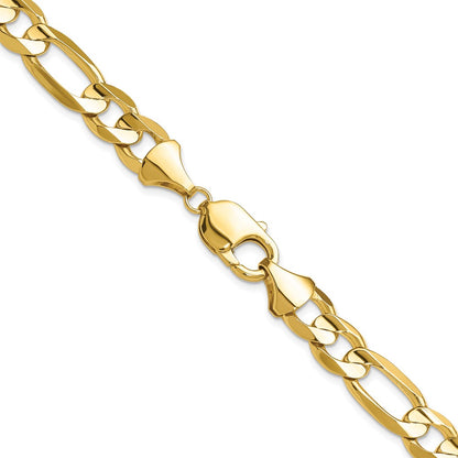 10k Yellow Gold 10mm Concave Open Figaro Chain Necklace