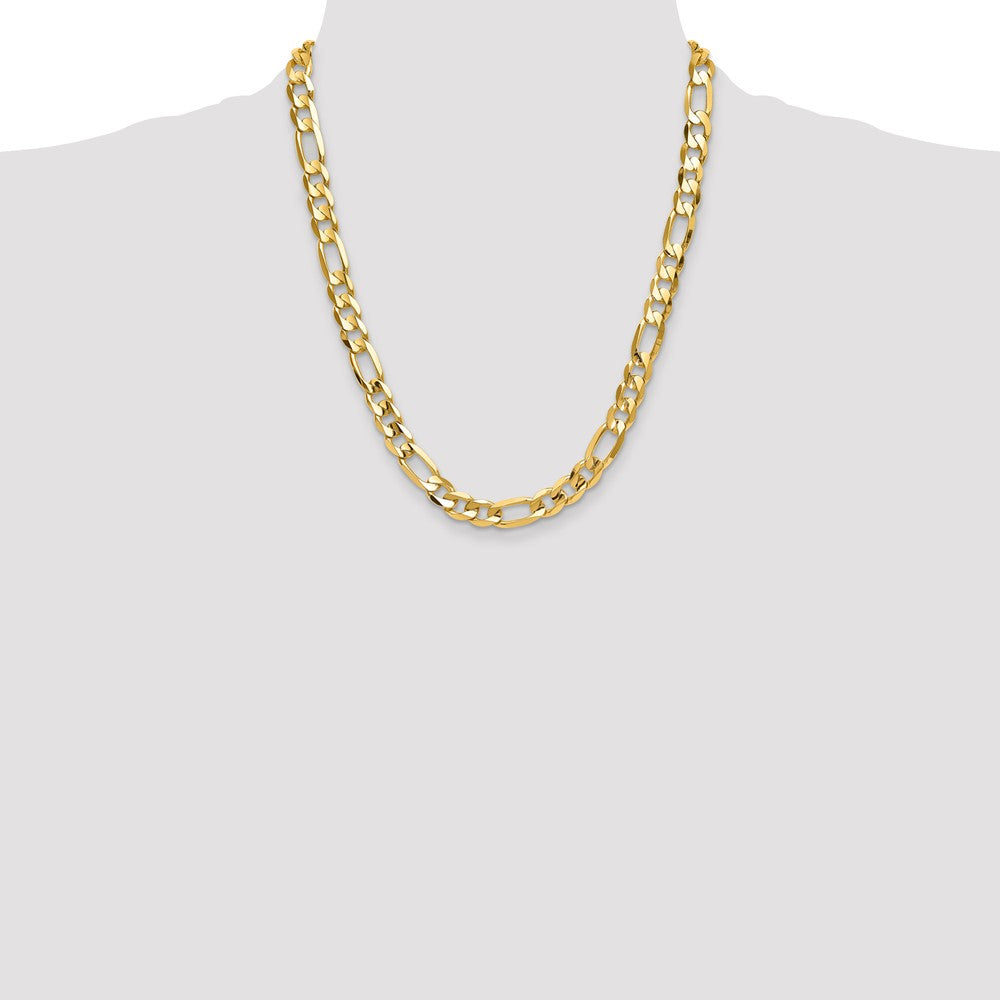 10k Yellow Gold 10mm Concave Open Figaro Chain Necklace