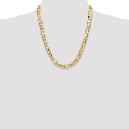 10k Yellow Gold 10mm Concave Open Figaro Chain Necklace