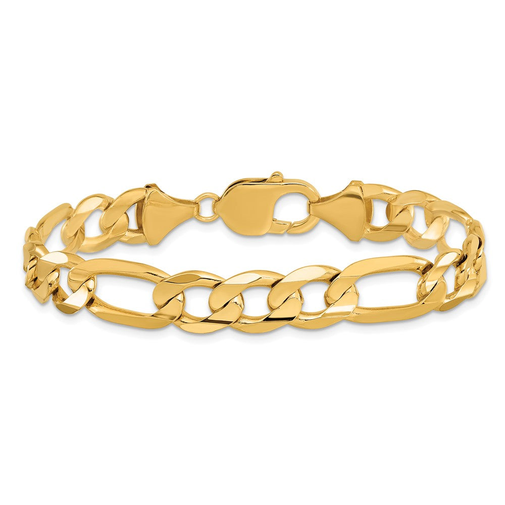 10K Yellow Gold 10mm Concave Open Figaro Chain Bracelet