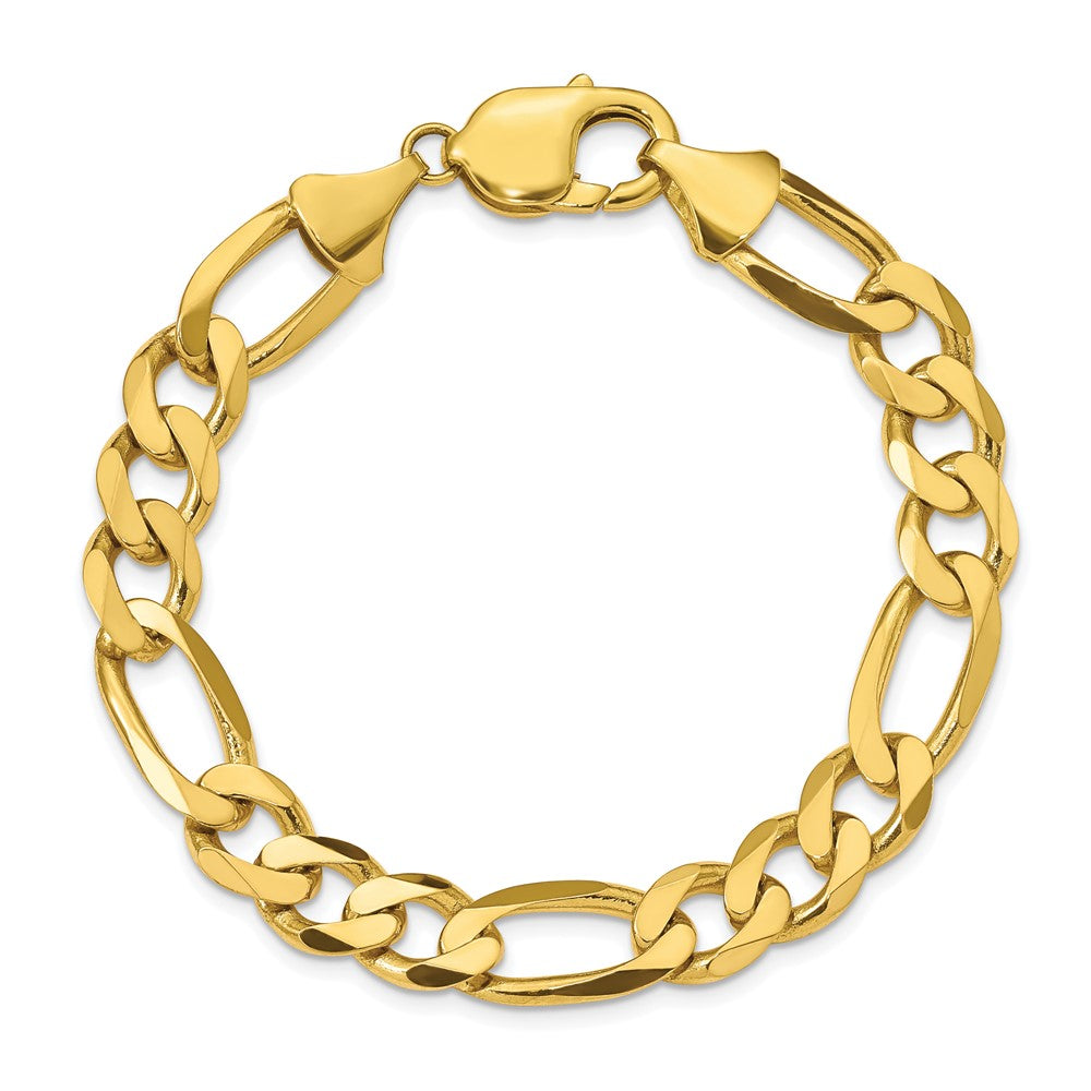 10K Yellow Gold 10mm Concave Open Figaro Chain Bracelet