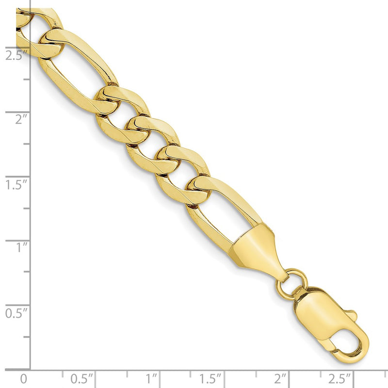 10K Yellow Gold 10mm Concave Open Figaro Chain Bracelet