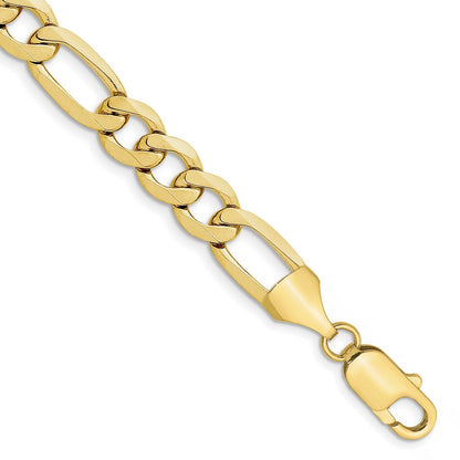 10K Yellow Gold 10mm Concave Open Figaro Chain Bracelet