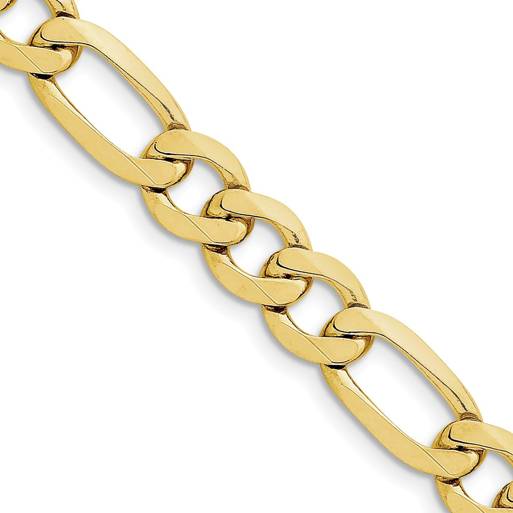 10k Yellow Gold 10mm Concave Open Figaro Chain Necklace