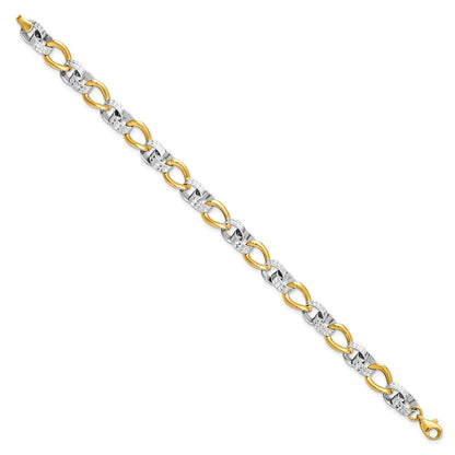 10K Two-Tone Polished And D/C Link Chain Bracelet