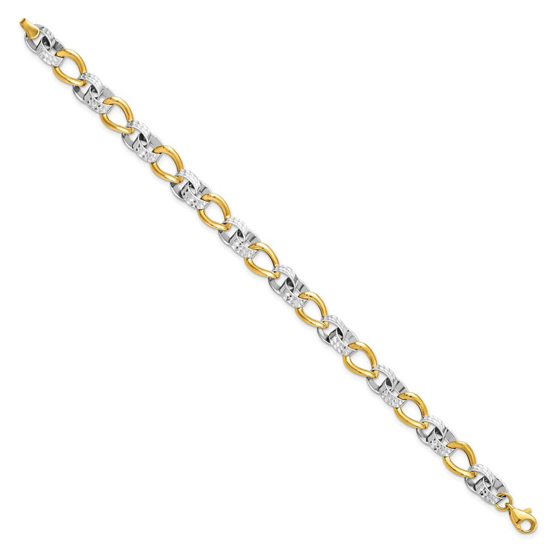 10K Two-Tone Polished And D/C Link Chain Bracelet