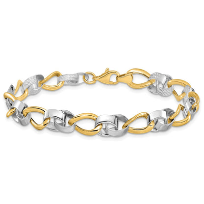 10K Two-Tone Polished And D/C Link Chain Bracelet