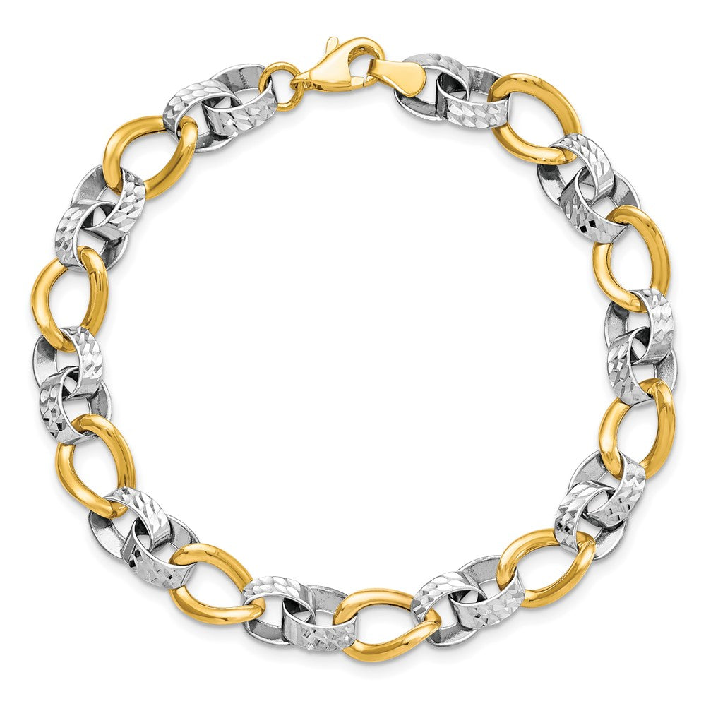 10K Two-Tone Polished And D/C Link Chain Bracelet