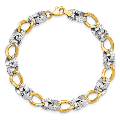 10K Two-Tone Polished And D/C Link Chain Bracelet