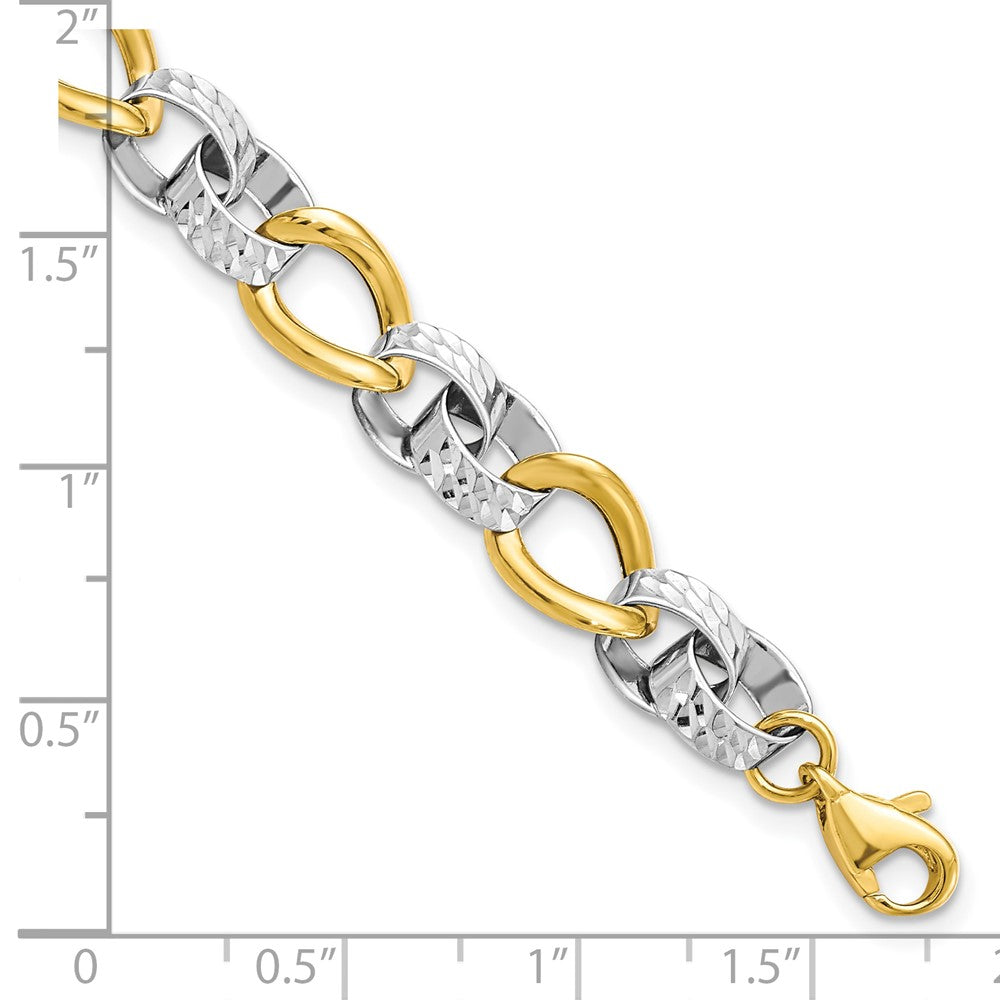 10K Two-Tone Polished And D/C Link Chain Bracelet