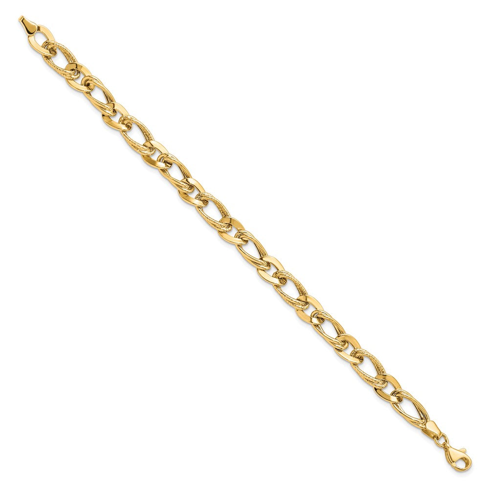 7.25 Inch 10K Polished And Textured Link Bracelet