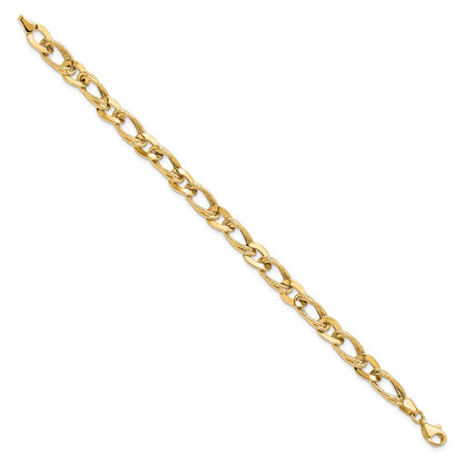 7.25 Inch 10K Polished And Textured Link Bracelet
