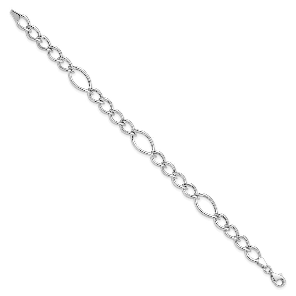 10K White Gold Polished Link Chain Bracelet