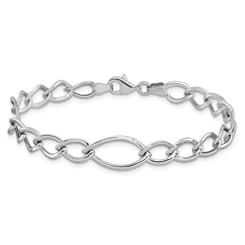 10K White Gold Polished Link Chain Bracelet