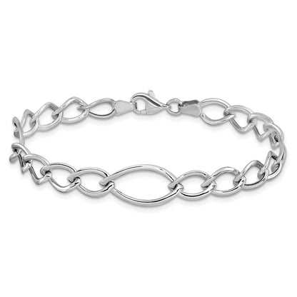 10K White Gold Polished Link Chain Bracelet