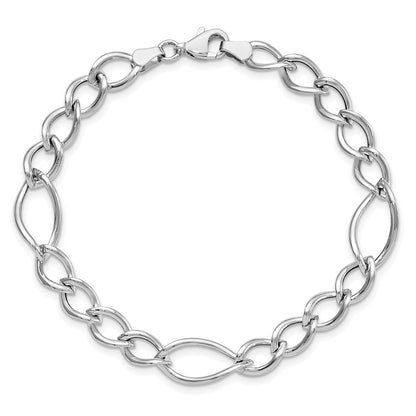 10K White Gold Polished Link Chain Bracelet