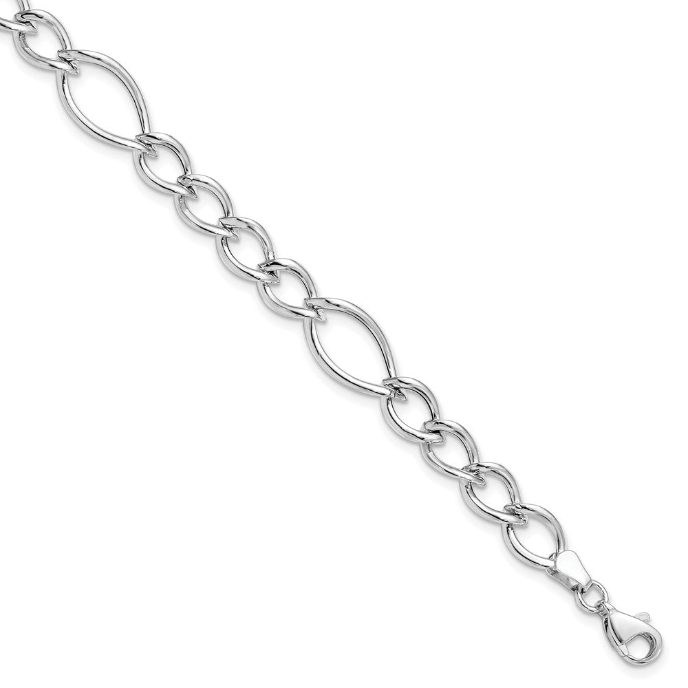 10K White Gold Polished Link Chain Bracelet