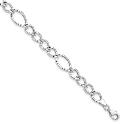 10K White Gold Polished Link Chain Bracelet