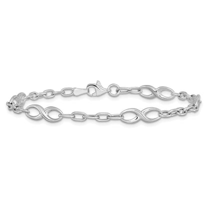 7.5 Inch 10K White Gold Polished Link Bracelet