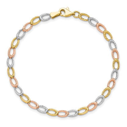 7.25 Inch 10K Tri-Color D/C Bracelet