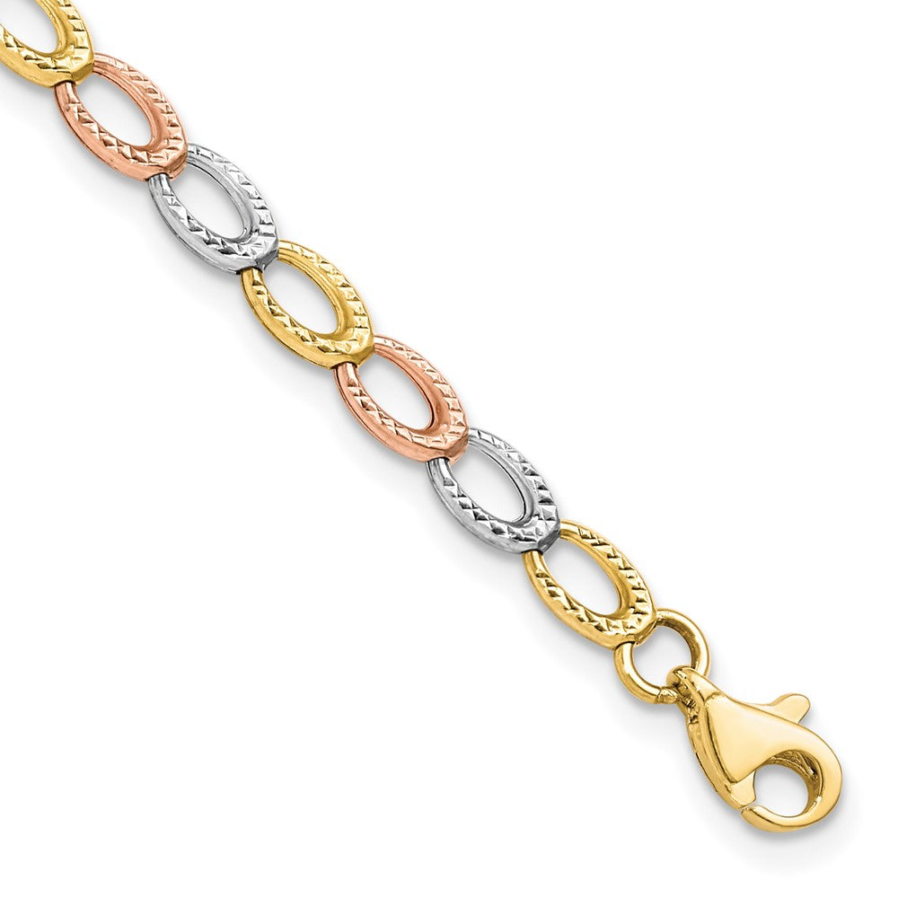 7.25 Inch 10K Tri-Color D/C Bracelet