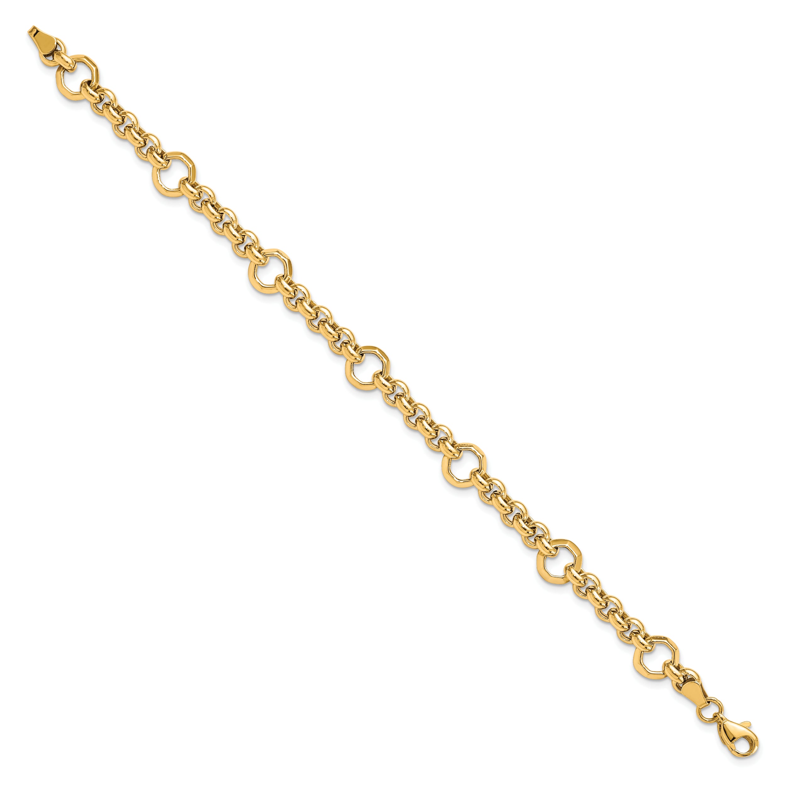 7.5 Inch 10K Polished D/C Fancy Link Bracelet