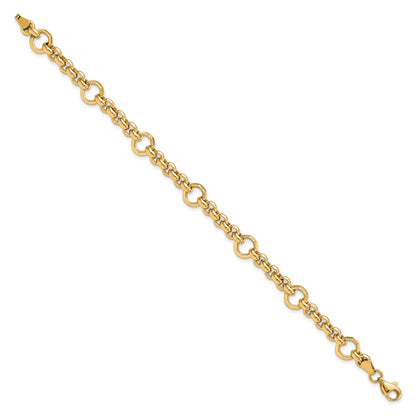7.5 Inch 10K Polished D/C Fancy Link Bracelet