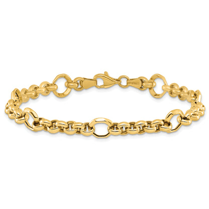 7.5 Inch 10K Polished D/C Fancy Link Bracelet