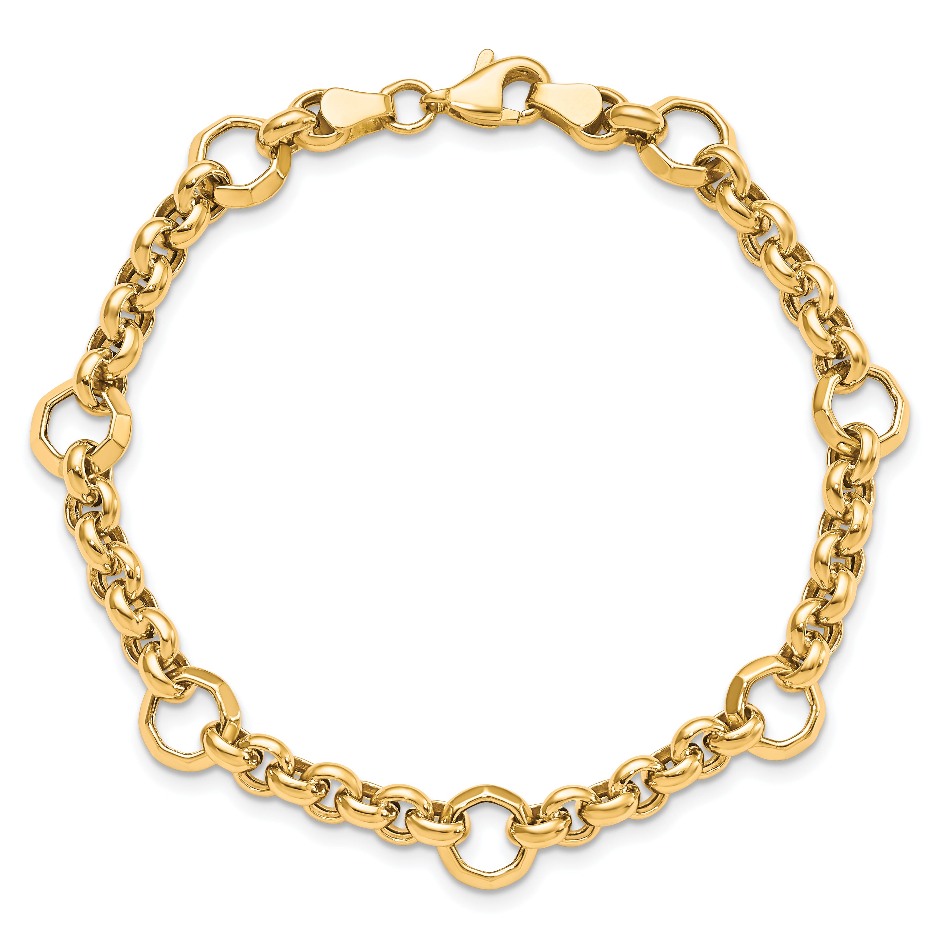 7.5 Inch 10K Polished D/C Fancy Link Bracelet