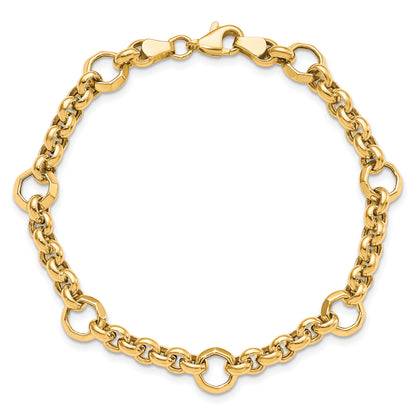 7.5 Inch 10K Polished D/C Fancy Link Bracelet