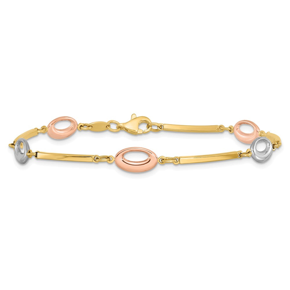 7.5 Inch 10K Tri-Color Polished Bracelet