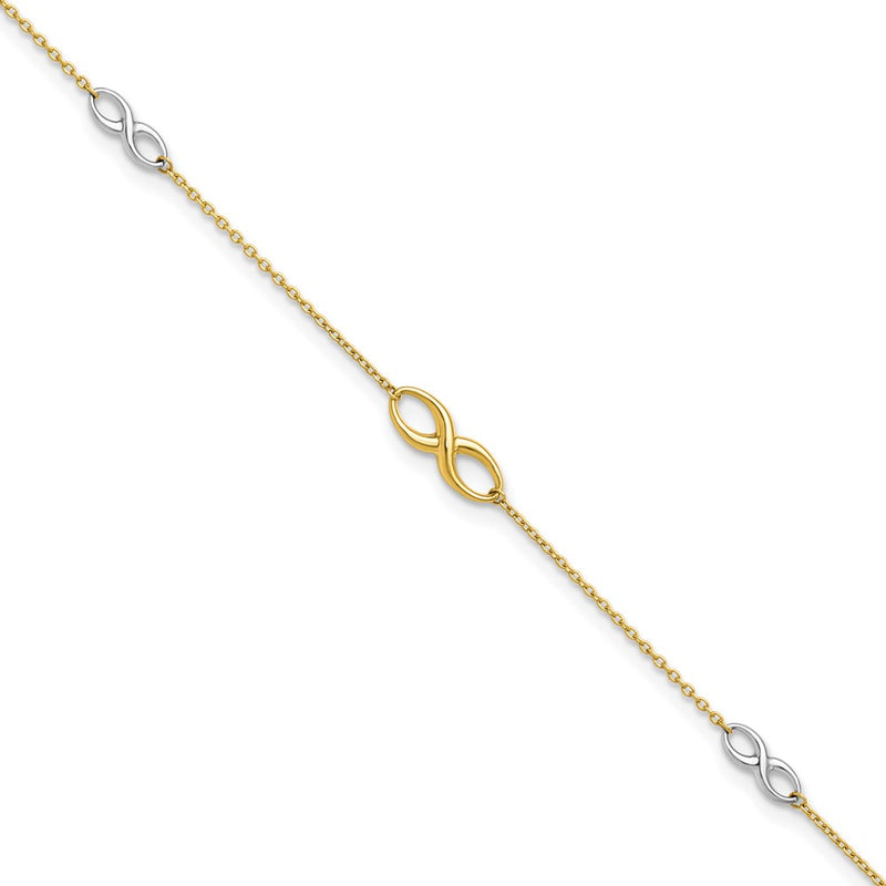 10K Two-Tone Polished With 1In Ext. Anklet