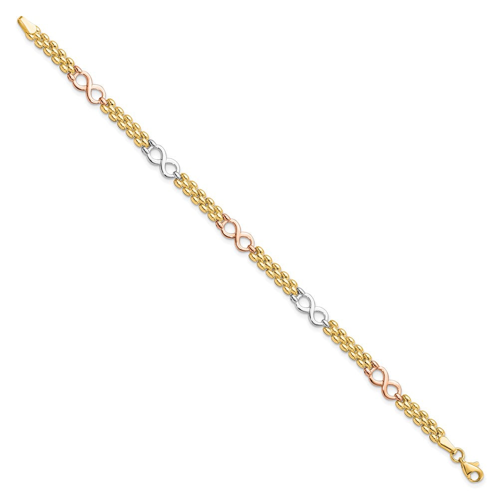10K Tri Color Reversible Infinity Chain Bracelet