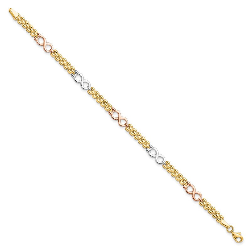 10K Tri Color Reversible Infinity Chain Bracelet