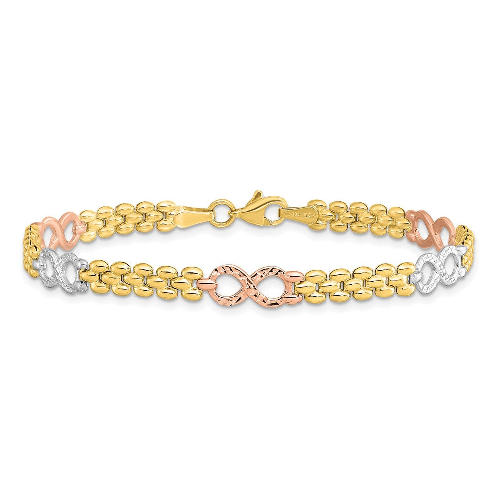 10K Tri Color Reversible Infinity Chain Bracelet
