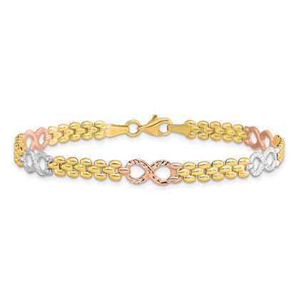 10K Tri Color Reversible Infinity Chain Bracelet