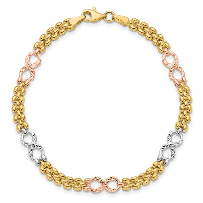 10K Tri Color Reversible Infinity Chain Bracelet