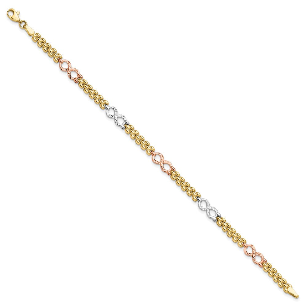 10K Tri Color Reversible Infinity Chain Bracelet