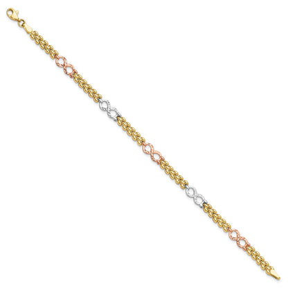 10K Tri Color Reversible Infinity Chain Bracelet