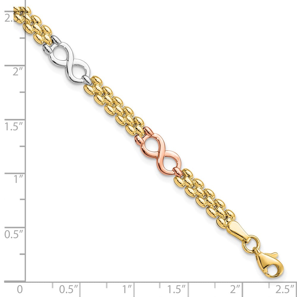 10K Tri Color Reversible Infinity Chain Bracelet
