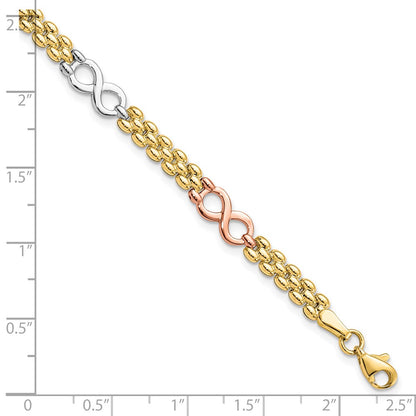 10K Tri Color Reversible Infinity Chain Bracelet