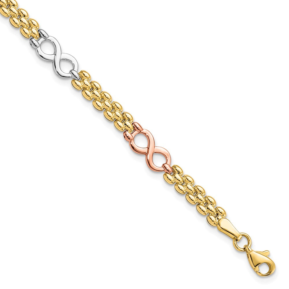 10K Tri Color Reversible Infinity Chain Bracelet